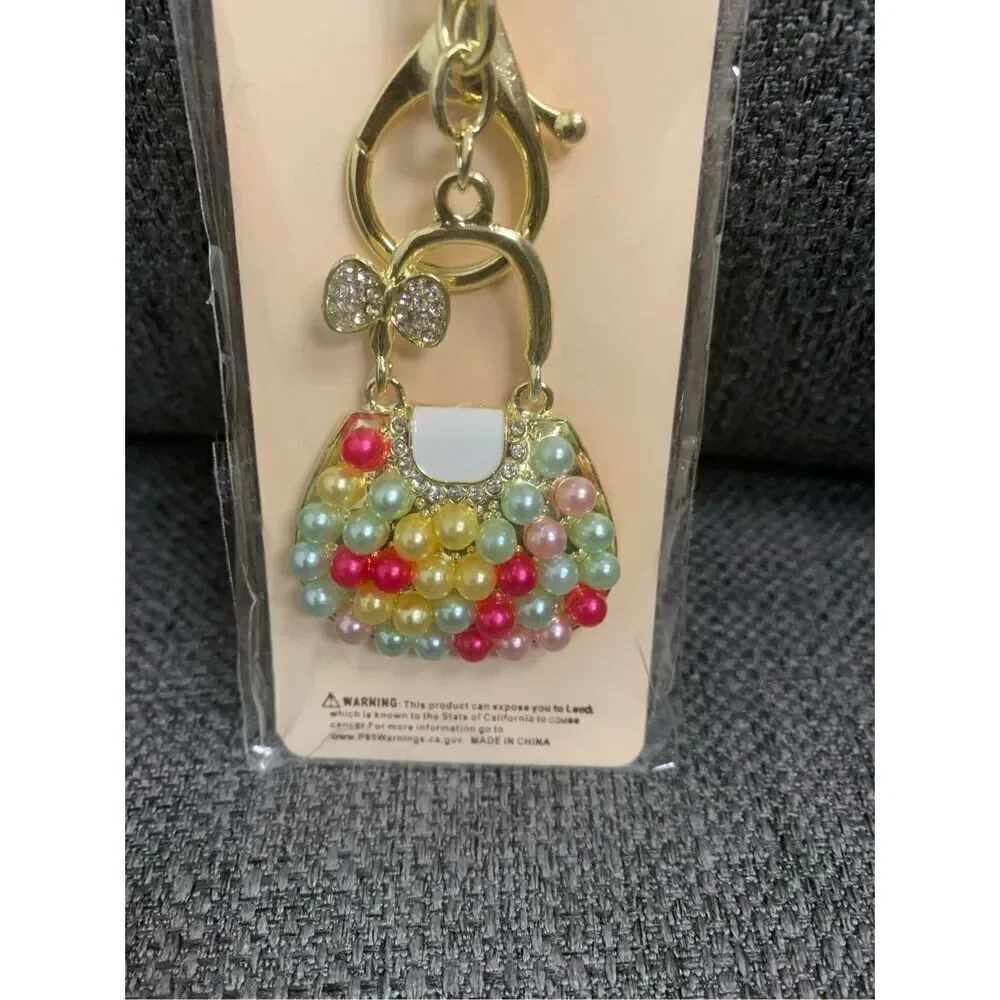 Multicolored Pearl Handbag Keychain